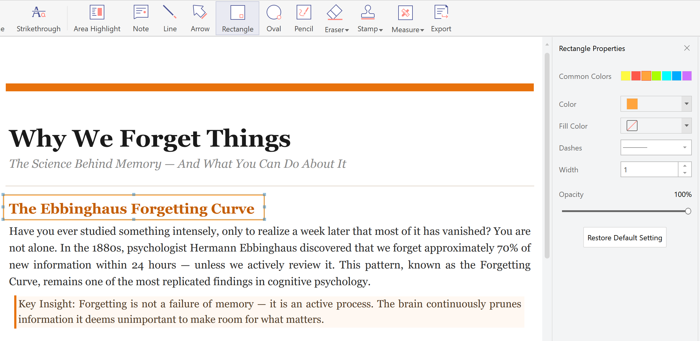 PDF shapes and drawing tools